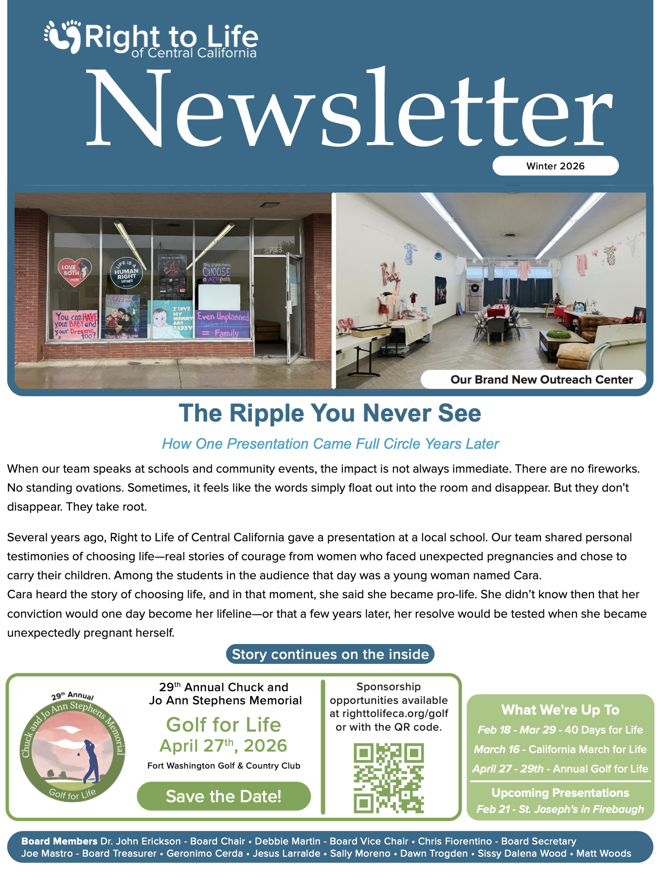 Winter 2026 Right to Life newsletter cover